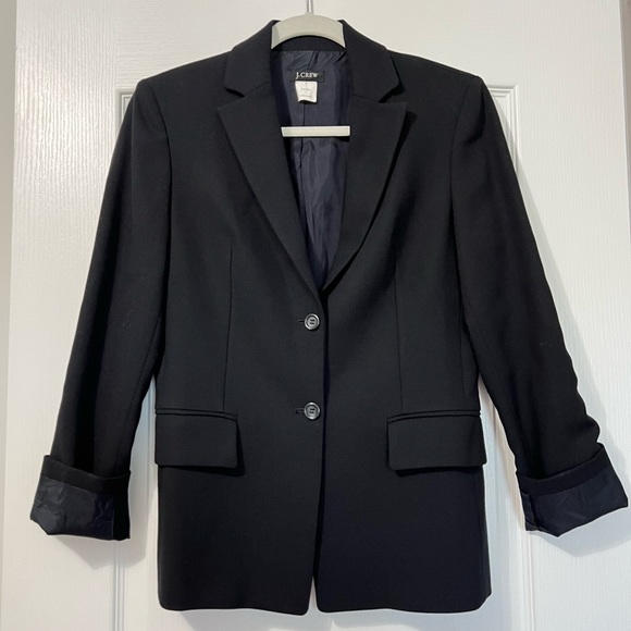J. Crew Jackets & Blazers - J. Crew Black Tailored 100% Wool Two Button Blazer Jacket